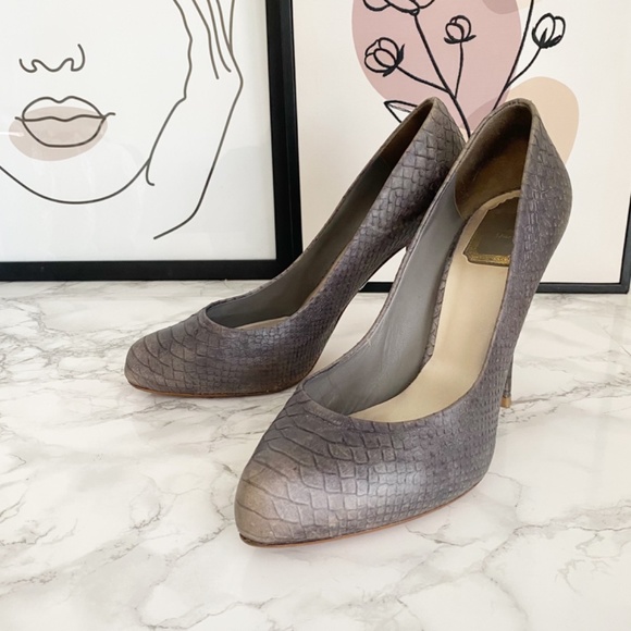 Christian Dior Miss Dior Snakeskin Grey Python Embossed Stiletto Pumps 40 / 10 - Picture 2 of 14